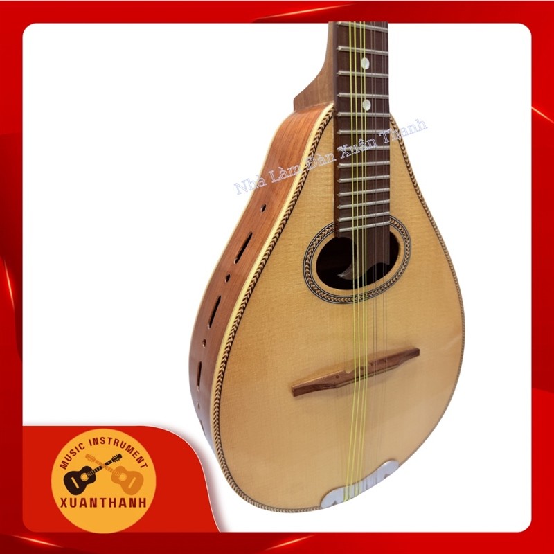 Đàn Mandolin Kỹ Gỗ Hồng Đào MHDK-1 – Viền Bông Lúa Cao Cấp, Âm Thanh Vang Sáng